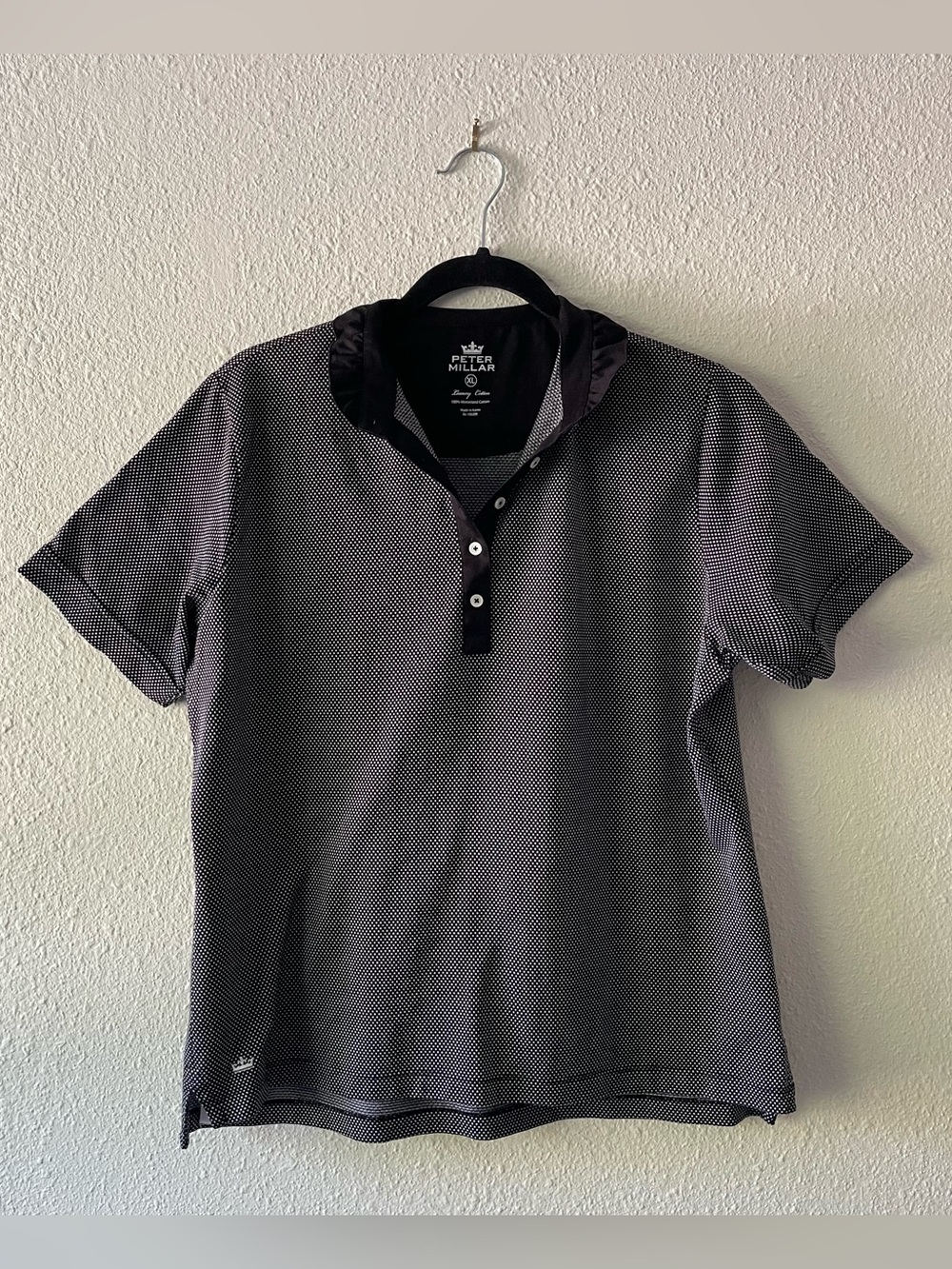 Peter Millar Black and White Microdot Polo Top